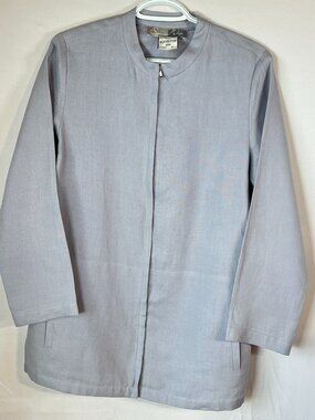 100% Linen Zip-Front Jacket Quiet Luxury Coastal Minimalist Canadian made